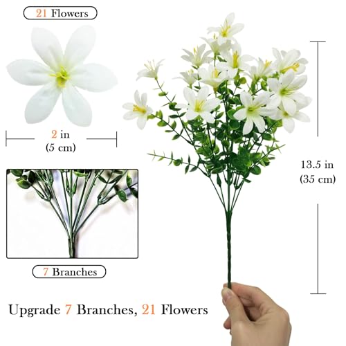 16 Bundles Artificial Flowers, 8 Colors Fake Lilies Silk Flower Plants with 21 Heads per Bouquet for Indoor/Outdoor Wedding Home Vases Floral Arrangements Decor, Mix - color: Mix 8 Colors