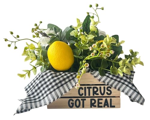 Lemon Decor | Mini Crate with Fake Lemons | Citrus Got Real, 5" W x 6" H | Lemon Decorations for Kitchen | Boho Kitchen, Cottage Core Decor | Lemon Themed Gifts (Citrus Got Real) - style: Citrus Got Real