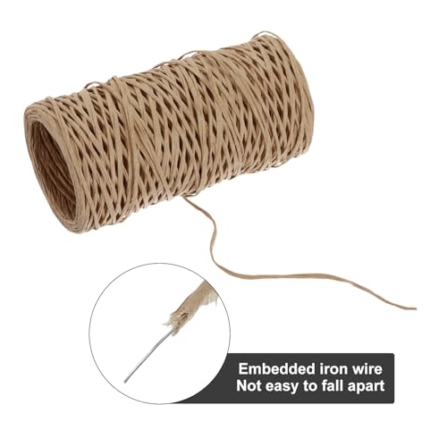 MECCANIXITY Floral Wire 164ft/50m 1mm Vine Bind Wire Rustic Craft Wrapping Metal Wire for Flower Bouquet Wreath Making, Light Brown - color: Light Brown, size: 1mmx50m