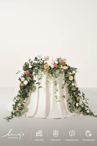 Ling's moment 9FT Spring Eucalyptus & Willow Leaf Flower Garland for Pink Wedding, Valentines Sweetheart Table Centerpieces Head Table Decor, Arch Backdrop Decorations for Wedding | Garden Blush - color: Pk-garden Blush