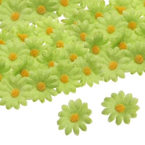 uxcell 100pcs Artificial Daisies Flower Heads,1.6" Silk Fake Daisies Heads Mini Daisies Artificial Flowers Bulk for DIY Wedding Bouquets Centerpieces Party Home Decorations, Green/Yellow - color: Green/Yellow