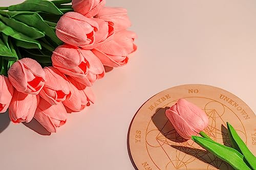 SITUMEIZI 15pcs Pink Tulips Fake Artificial Flowers Real Touch 14" PU Flower for Home Kitchen Decor Spring Easter Wedding Bouquet Decorations Office Valentine's Day Gifts - color: Pink