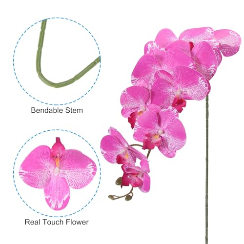 PATIKIL Artificial Orchid Stems 41", 3 Pack 9 Heads Faux Phalaenopsis Flowers Real Touch Fake Orchid Flower Branch for Vase Home Wedding Decoration, Fuchsia - color: Fuchsia