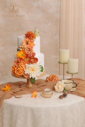 TINGE TIME Fake Flowers Artificial Flowers Peonies Bulbous Chrysanthemum Daisy Hydrangea Sunflower Violets Dahlia Daffodils Epiphyllum Orchid Cherry Blossom Camellia Leyaron (Burnt Orange) - color: Burnt Orange