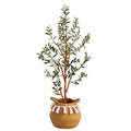 Nearly Natural 3.5ft. Artificial Olive Tree with Handmade Jute & Cotton Basket with Tassels