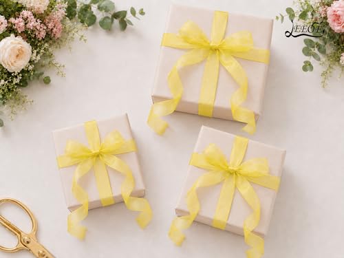 Ivory Organza Ribbon 1 inch x 100 Yards Sheer Chiffon Ribbon for Gift Wrapping Wedding Invitations Party Decoration Bridal Bouquets Crafts - color: Ivory, size: 1" X 100 Yards