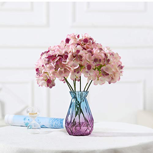 Silk Hydrangea Heads with Stems Artificial Flowers Heads for Home Wedding Decor,Pack of 10 (Light Purple) - color: Light Purple