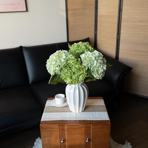 DUYONE 22" Real Soft Touch Hydrangea Artificial Flowers Realistic,Large Long Stem Fake Flowers Full Latex Faux,Wedding Bouquet,Party Home Decor,Garden Office Room Centerpieces Green 2 Light Green 2 - color: 2 Green & 2 Light Green, size: 4Pcs