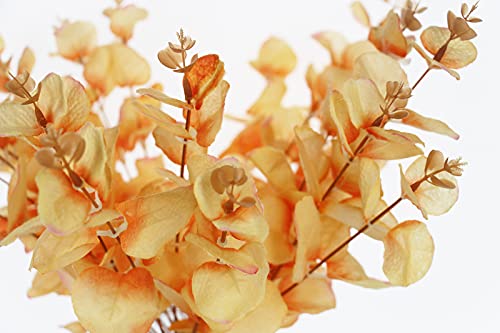 Tinsow Artificial Eucalyptus Stems Orange Real Touch Leaf Branches Faux Eucalyptuses Fall Centerpiece Halloween Thanksgiving Harvest Home Decor (Orange, 5) - color: Orange