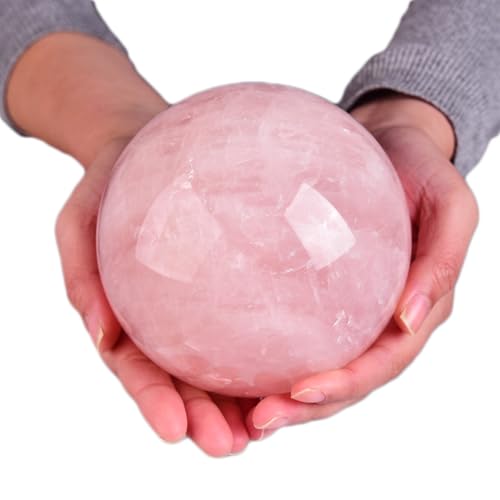 Large Rose Quartz Crystal Sphere Natural Pink Healing Crystal Ball with Stand Meditation Decorative Balls Home Decor 120-130mm/4.7-5.1" - color: Rose Quartz, size: 120-130mm/4.7-5.1"