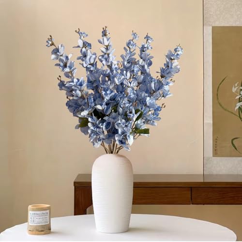6PCS Light Blue Delphinium Artificial Flowers Espigas para Jarrones Fake White Flowers Tall Flowers for Floor Vase Flowers for Tall Vase Floral Arrangements Home Table Wedding Decor - color: Light Blue
