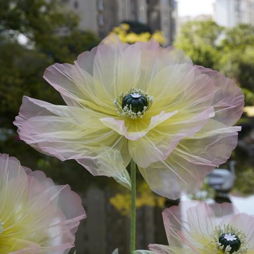 Giant Artificial Flowers for Decoration with Stand,Extra-Large Gradient Yellow to Pink Faux Bloom Display for Wedding Decor,Event Backdrops, Storefront Styling & Home Interior Decoration - color: Yellow to Pink Gradient