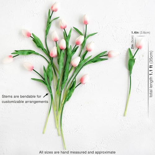 FiveSeasonStuff Real Touch Tulips Artificial Flowers – 15 Stems Faux Tulip Bouquet in Gift Box for Wedding, Home Decor, Party, Floral Arrangements (Lovable Pink) - color: #2 Lovable Pink