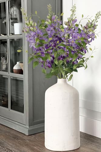 8PCS Purple Delphinium Artificial Flowers with Clematis Greenery Long Stem Flowers 29.5" Dark Purple Artificial Flowers for Wedding Centerpieces Silk Flowers for Home Decor Indoor (Purple) - color: Dark Purple