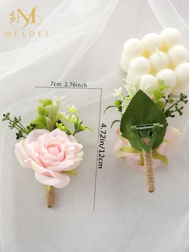 Pink Rose Wrist Corsage and Boutonniere Set for Dance Party Wedding | Artificial Silk Rose Women Pearls Corsage with Men Boutonniere for Wedding Accessories Prom Ceremony Party - color: Pink 1 Boutonniere&1 Wrist Corsage
