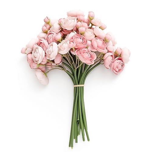 Ling's moment Ranunculus Artificial Flower, Faux Silk Mini Ranunculus Flowers for DIY Bouquet, Bulk Fake Wedding Filler Flowers for Centerpieces Arrangements Bridal Shower Decorations, Dusty Rose - color: Pk-dusty Rose