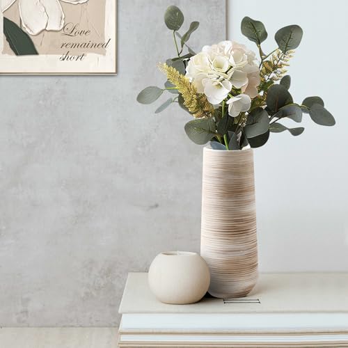 ALMA 9 Inch White Ceramic Flower Vase for Lego Flower Bouquet|Small Pampas Grass Vase for Home Decor,Tabletop, Bookshelf, Mantle,Living Room - color: Cylindrical-white-9''