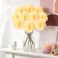 Artificial Chrysanthemum Ball Flowers Hydrangea Arrangement Bouquet Presents Decor 10pcs Without Vase (Yellow) - color: Yellow