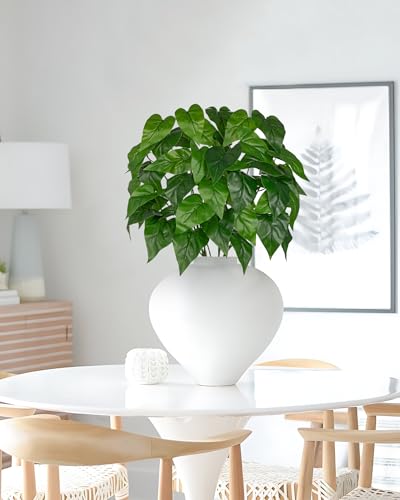 Oairse Artificial Greenery Stems Pothos Plants - 6 Pcs Faux Pothos Leaves Branches 35.4" Long Fake Green Plant Leaf Artificial Tropical Plant for Vase Filler Decor Indoor Outdoor Home Centerpieces - color: Pothos
