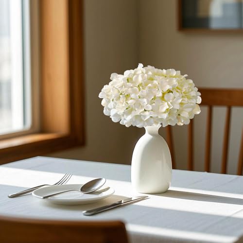 Hydrangea Artificial Flowers, 20 Pcs Champagne Hydrangea Artificial Flowers Bulk, Faux Hydrangea Flowers for Outdoor, Fake Silk Ivory Hydrangea Flowers with Stems for Wedding Decoration Decor - color: Champagne, size: 20 Pcs