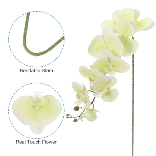 PATIKIL Artificial Orchid Stems 41", 3 Pack 9 Heads Faux Phalaenopsis Flowers Real Touch Fake Orchid Flower Branch for Vase Home Wedding Decoration, Light Green - color: Light Green