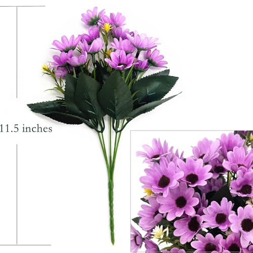 Artificial Daisy Silk Realistic Wildflowers Bouquet, Fake Flowers Daisies Bunches Plants for Outdoors decoration Indoor Vase Fill Table Centerpieces Arrangements Wedding Garden Décor Fuchsia 4 Pack - color: Daisy - Fuchsia - 4 Bundles