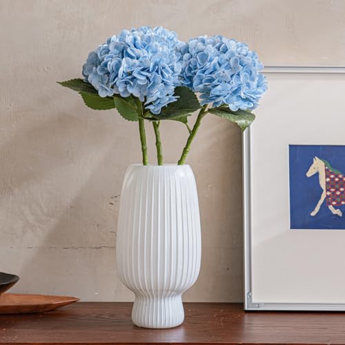 22" Large Real Soft Touch Artificial Hydrangea Flowers Bouquet Latex Hydrangeas for Wedding, Home, Office, Bridal Party Decoration Garden Office Room Table Centerpieces 3pcs Blue - color: 3pcs Blue