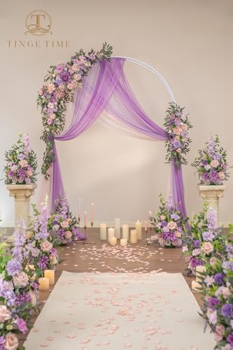 TINGE TIME Artificial Arch Flowers Kit Pack of 5, Wedding Decorations for Reception with Hanging Flowers, Wedding Arch Silk Floral Arrangements Ceremony Backdrop Bridal Shower Outdoor Party Decor - color: Violet&mistyrose