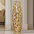 Ceramic Vase Large Floor Vase Handmade Ceramic Flower Holder Hand Carved Sophisticated Vessel for Decorative Branches and Dried Flowers 24 Inches Gold