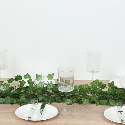 Efavormart 12 Pack 6.5ft Artificial Ivy Leaf Garlands, Bulk Silk Hanging Greenery Vines for Wedding Ceremony Backdrops, Party Wall Decor and Modern Long Table Runners - color: Type1