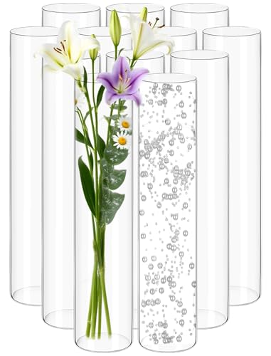 12Pack Glass Cylinder Vases for Centerpieces - 16 Inch Tall Flower Vase for Wedding Decorations, Floating Candle Holder Vase Bulk,Glass Hurricane Candle Holders for Table Shelf, Party, Home Decor - size: 3.35×16inch