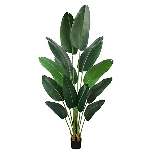 YEPDIN Artificial Bird of Paradise Plant 6 Ft Tall Fake Banana Leaf Plant for Indoors and Outdoors,Faux Palm Tree with Plastic Pot for Office and Home Decor,L180 - style: 6 FT