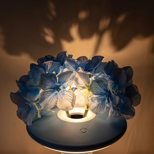 Cordless Flower Table Lamp, Rechargeable LED Vase Night Light | flower vase,small table lamp，flower table lamp，nightstand lamp - color: Blue