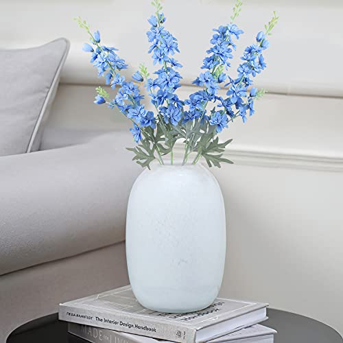 FERIAL Blue Silk Larkspur Flowers 4pcs Artificial Delphinium Faux Snapdragon Long Stem Fake Plant Spray Arrangement for Home Decor Indoor Outdoor Office Garden Wedding Table Vase Decor (Blue) - color: Blue