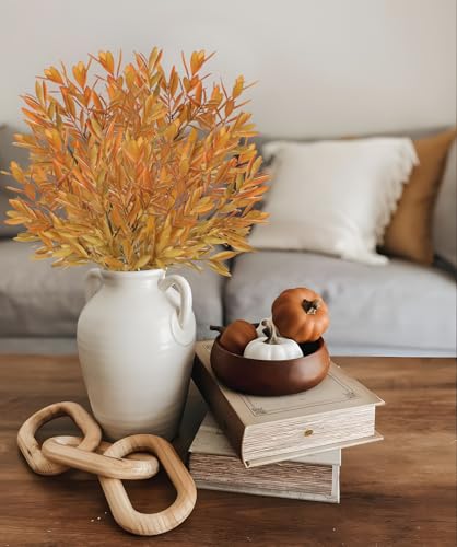 5 Stems Artificial Fall Greenery – 14.6" Olive Leaf Stems for Autumn Floral Arrangements, Thanksgiving Centerpieces, Fall Decor Bouquets, Rustic Orange - color: Olive - Rustic Orange