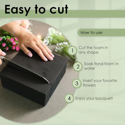 XCEL Floral Foam Blocks for Artificial Flower Arrangements, Craft Foam Block DIY Craft and Florist Supplies - color: Black 7" x 7" x 3" - 4 Pack