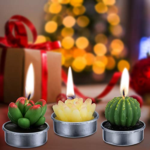 Cactus Tealight Candles(18 Pcs), Artificial Succulents Decorative Tea Light Candles,Perfect for Birthday Wedding Party Home Decor - color: 18 Pcs Cactus Candles