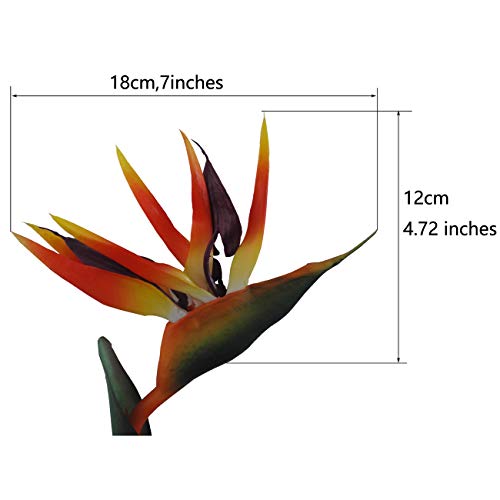 Calcifer 32'' Real Touch Bird of Paradise Artificial Flowers Bouquet for Home Garden Decoration/Wedding Party Decor (OrangRed,5 Stems) - color: Orangred,5 Stems