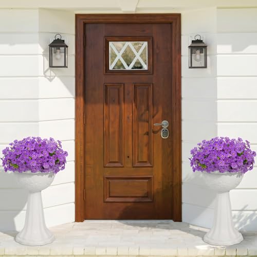 Lifewit Artificial Flowers for Outdoor Indoor, 12 Bundles Plastic Fake Flowers Daisy with Eucalyptus Leaves for Home Garden Decor, Porch, Window Box(Purple) - color: Purple