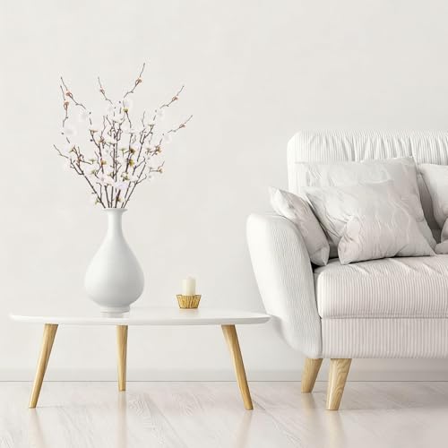 20pcs White Cherry Blossom Branches Artificial Flowers for Winter Spring Indoor Decoration, 22" Plum Fake Peach Plants for Wedding Home Office Bedroom Party Decor (White, 22in) - color: White, size: 22in