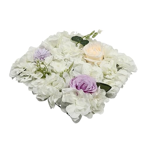 Gdrasuya10 12PCS Artificial Flower Wall Panel Wedding Backdrop Event Party Photography Flower Wall Background Realistic Flower Wall Backdrop Faux Floral Wall Decor - color: 12pcs, Purple + White