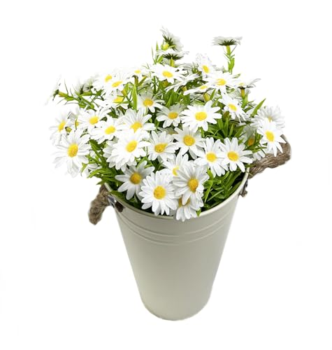 10 Bundles Artificial Daisy Flowers Faux Plants for Outdoors Fake Flowers UV Resistant No Fade for Garden Porch Patio Window Box Decoration (White) - color: White