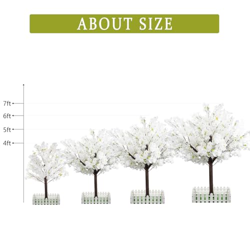 Artificial Cherry Blossom Tree - Handmade White Fake Cherry Blossom Tree Centerpieces for Wedding Party Christmas Garden Indoor & Outdoor - color: White, size: 4 FT