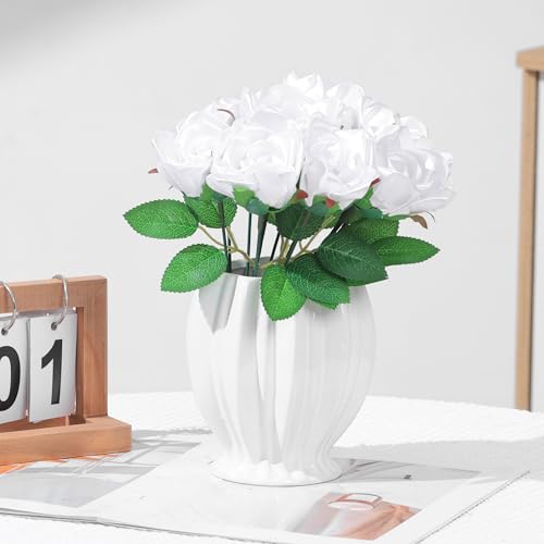 100 Pcs Pre-Made Satin Petals for Eternal Roses, Half-Finished DIY Craft Kit for Wedding, Birthday, Anniversary Bouquets(White) - color: 100 Pcs White