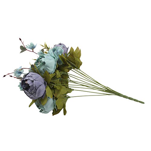 Silk Peony Bouquet Vintage Artificial Peonies Flower for Home Wedding Party Decor (1pcs, Blue) - color: Blue