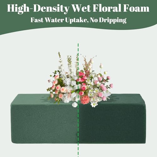 Floral Foam Bulk 30Pcs Green Flower Foam Blocks Wet Dry Foam | High Density Floral Foam for Stable Flower Arrangement, Strong Fixing Ability, Ideal for Wedding Party and Decoration Use - color: green