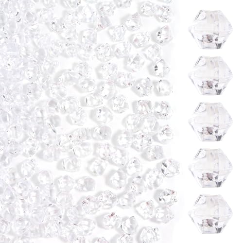 500 Pcs Fake Ice,11 * 14mm,Clear Acrylic Gems Vase Filler,Plastic Diamonds for Table Decoration DIY Craft Aquarium Display Party Centerpieces. - color: Clear, size: 11MMx14MM
