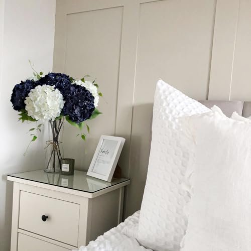 JINWOE Dark Navy Blue Silk Hydrangea,5Pcs 20Inch Full Large Artificial Flower Heads with Stems Fake Hydrangeas Flowers for DIY Wedding Centerpiece Home Decor - color: Dark Blue