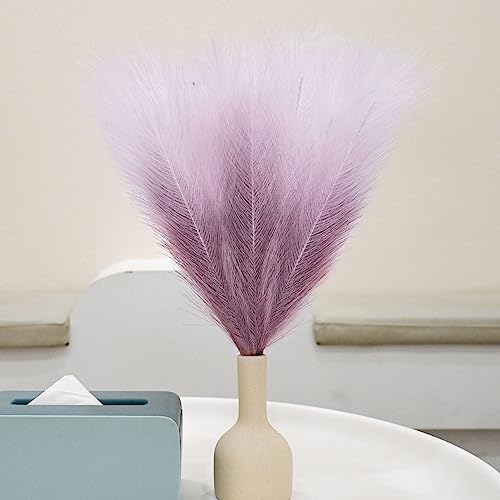 6 PCS Faux Pampas Grass Arrangement - 18"/45cm Artificial Fluffy Pompous Grass Stems for Boho Chic Home and Wedding Decor (Light Purple Gradient) - color: C1- Light Purple Gradient