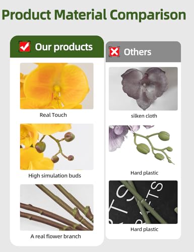 Artificial Orchid Flowers Set Fake Phalaenopsis Flower Faux Butterfly Orchid Real Touch Orchid for Wedding Home Office Party Hotel Yard Decoration Restaurant - color: Yellow